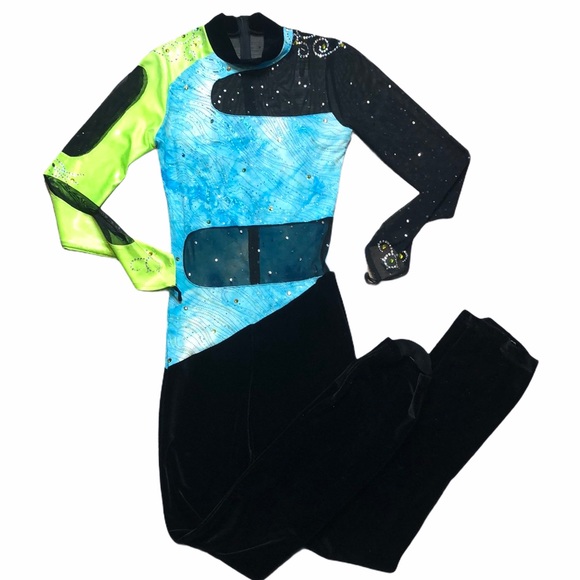 Dance Sophisticates Velvet  & Mesh Dance Pant Suit - Picture 1 of 15